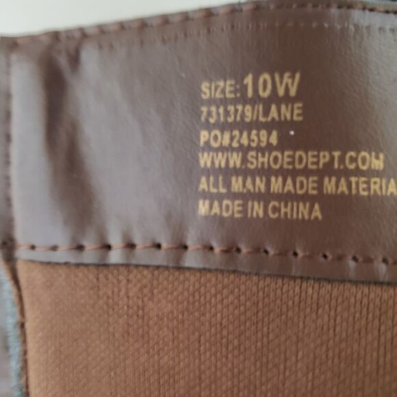 Chelsea Moreland Sz 10W  NWOB Brown Faux Leather Women's Zip Boots - Picture 10 of 10